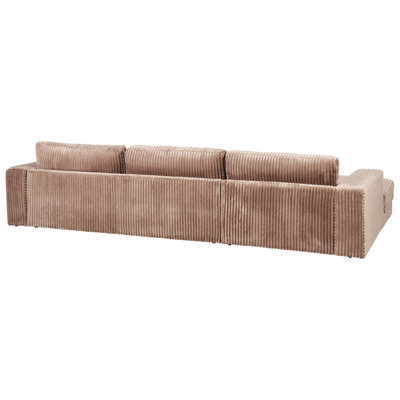 Corner Sofa 4 Seater LOFOTEN Corduroy Light Brown Left Hand
