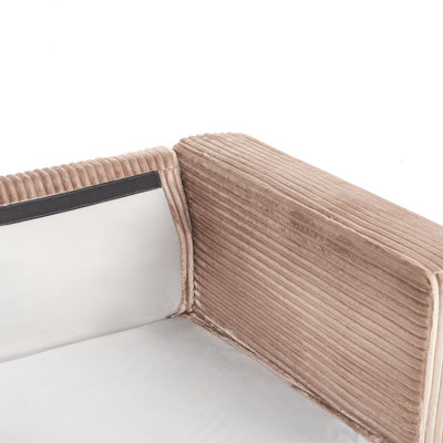 Corner Sofa 4 Seater LOFOTEN Corduroy Light Brown Right Hand