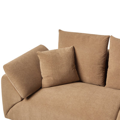 Corner Sofa 4 Seater LUNNER Corduroy Brown Left Hand