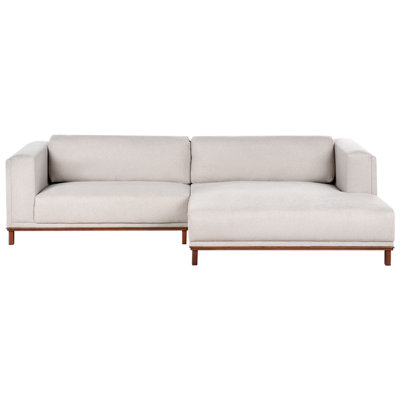 Corner Sofa 4 Seater VENG Fabric Light Beige Left Hand