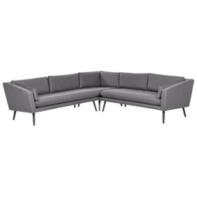 Corner Sofa 5 Seater Fabric Grey LORETELLO