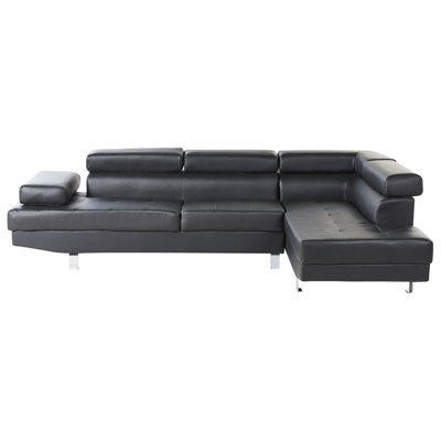 Corner Sofa 5 Seater NORREA Faux Leather Black Left Hand