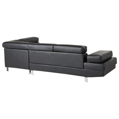 Corner Sofa 5 Seater NORREA Faux Leather Black Left Hand