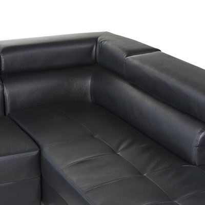 Corner Sofa 5 Seater NORREA Faux Leather Black Left Hand