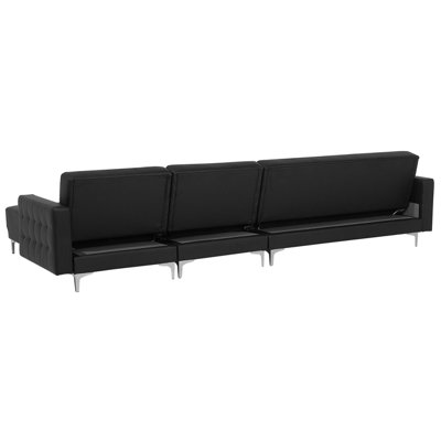 Corner Sofa ABERDEEN Black Faux Leather Left Hand