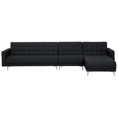 Corner Sofa ABERDEEN Graphite Grey Left Hand