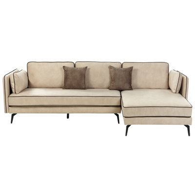 Corner Sofa ALTAN Beige Velvet