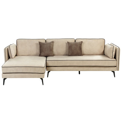 Corner Sofa ALTAN Beige Velvet