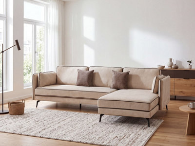 Corner Sofa ALTAN Velvet Beige Left Hand