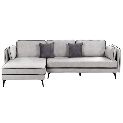 Corner Sofa ALTAN Velvet Light Grey 3 Seater Right Hand