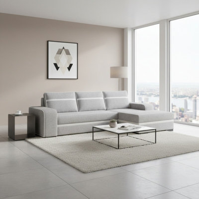 Corner sofa bed FINN with storage container wooden frame sinuous spring ...