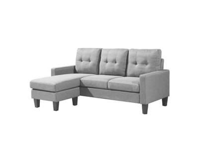 Corner Sofa Fabric Sectional Sofa with Ottoman L-shaped  Light Grey Sofa Couch Reversible 3-Seater