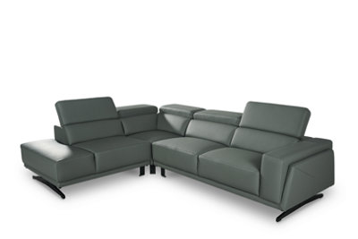 Corner Sofa Left Hand Facing in Light Grey Vegan Leather 1C3 Sofa