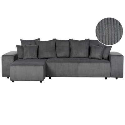 Corner Sofa LUSPA Dark Grey Corduroy Right Hand