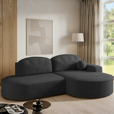 Corner Sofa PARMA PRO BALL with Sleeping Function Graphite Right Side