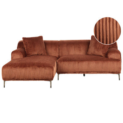 Corner Sofa STENUM Corduroy Brown Right Hand