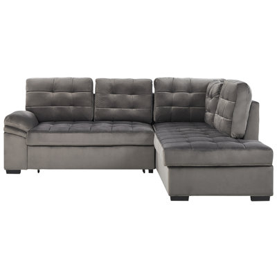 Corner Sofa VARNAMO Grey Velvet Left Hand