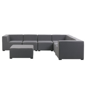 Corner Sofa with Ottoman 7 Seater Left Hand Fabric Grey AREZZO