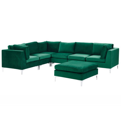 Corner Sofa with Ottoman EVJA Green Velvet