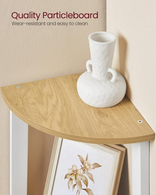 Corner Stand, 5-Level Ladder Style Display Shelf, Natural Oak and Matte ...