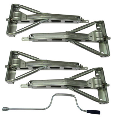 Corner Steady Jack Legs 29" x4 with Winding Handle (Galvanised Caravan Support Wheel Brace)