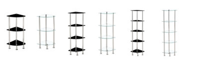 Corner Tempered Glass Tier Shelf Storage Unit with Chrome Stand