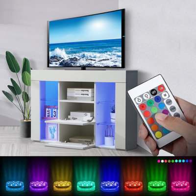 Corner TV Unit Entire Front High Gloss Cabinet Storage Furniture