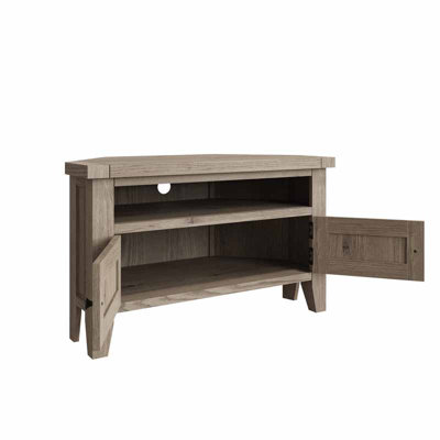 Gray wash deals corner tv stand