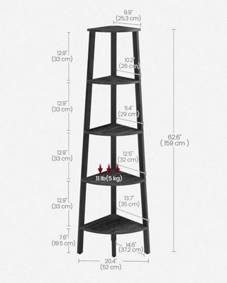Corner Unit, 5-Tier Industrial Ladder Display Stand, Charcoal Gray and ...