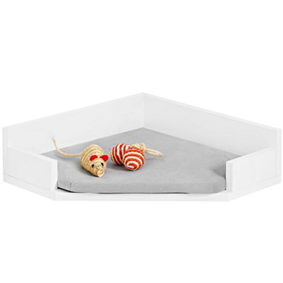 Corner Wall Mounted Cat Bed With Cushion - Space Saving White Cat Shelf Suitable For Large Pets up to 30kg - Wall Bed (35cm) Wide Price Comparisons | Compare The Build