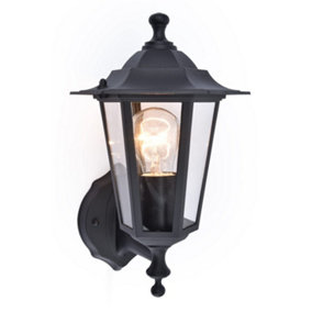 Corniche Outdoor Vintage Coach Up Lantern Wall Light IP44 Clear Glass Diffuser