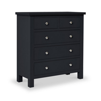 Cornish Black 2 over 3 Chest of Drawers Fully Assembled - By Roseland Furniture