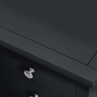 Cornish Black 3 Drawer Bedside Table - Fully Assembled By Roseland Furniture