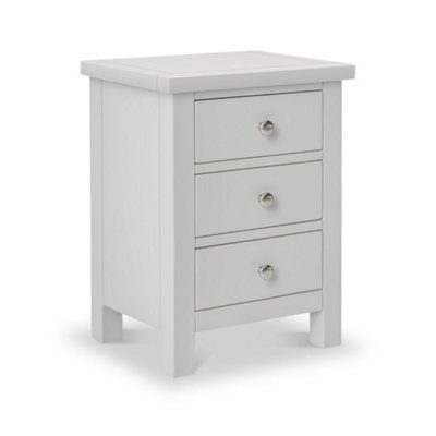 Cornish Dove Grey 3 Drawer Bedside Table - Fully Assembled By Roseland Furniture