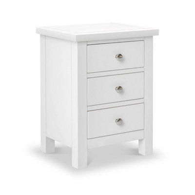 Cornish White 3 Drawer Bedside Table Fully Assembled - By Roseland Furniture