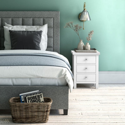 Cornish White 3 Drawer Bedside Table Fully Assembled - By Roseland Furniture