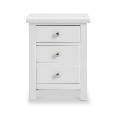 Cornish White 3 Drawer Bedside Table Fully Assembled - By Roseland Furniture