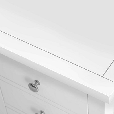 Cornish White 3 Drawer Bedside Table Fully Assembled - By Roseland Furniture