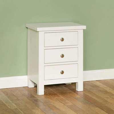 Cornish White 3 Drawer Bedside Table Fully Assembled - By Roseland Furniture