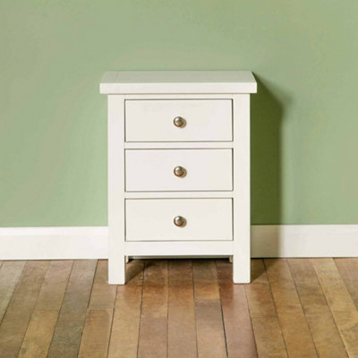 Cornish White 3 Drawer Bedside Table Fully Assembled - By Roseland Furniture