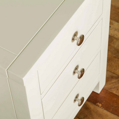 Cornish White 3 Drawer Bedside Table Fully Assembled - By Roseland Furniture