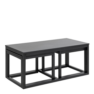 Cornus Square/Coffee Table Set in Matt Black