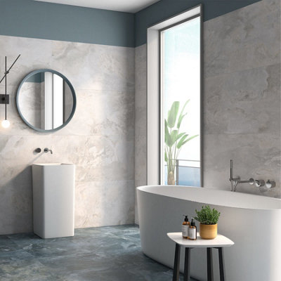 Cornwall White  600 x 300 Matt slate look tile