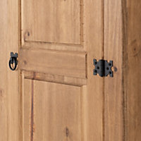 Corona 1 Door Wardrobe - L57 x W61 x H185 cm - Distressed Waxed Pine