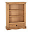 Corona 1 Drawer Bookcase - L29.5 x W84 x H110 cm - Distressed Waxed Pine