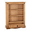 Corona 1 Drawer Bookcase - L29.5 x W84 x H110 cm - Distressed Waxed Pine