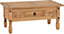 Corona 1 Drawer Coffee Table - L61 x W100 x H45 cm - Distressed Waxed Pine
