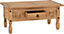 Corona 1 Drawer Coffee Table - L61 x W100 x H45 cm - Distressed Waxed Pine