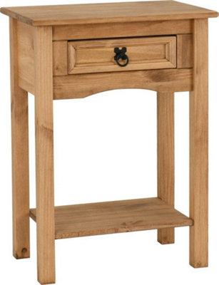 Corona 1 Drawer Console Table in Distressed Waxed Pine