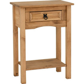 Corona 1 Drawer Console Table in Distressed Waxed Pine